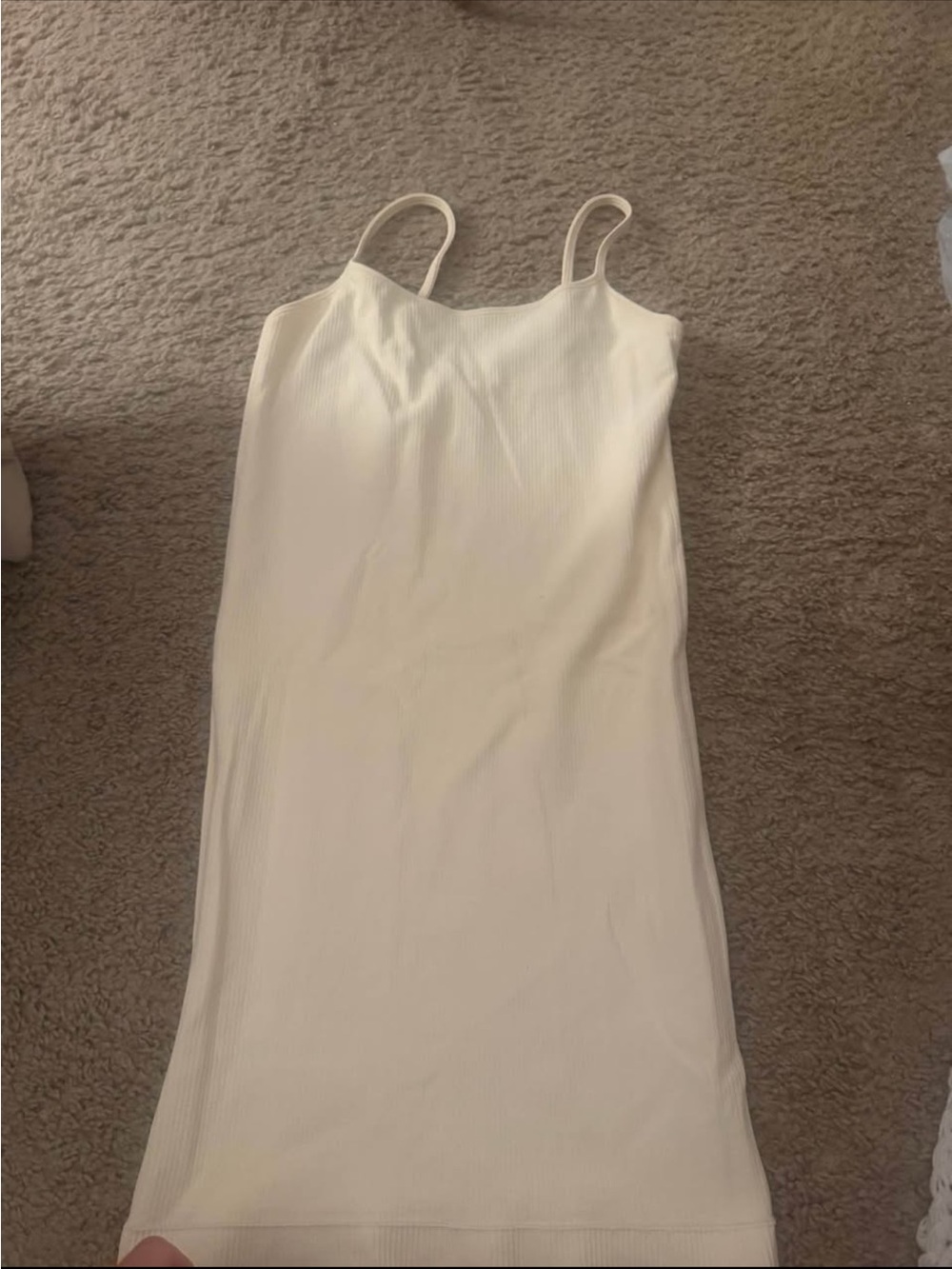 Clean White Ribbed Spaghetti-Strap Camisole Dress